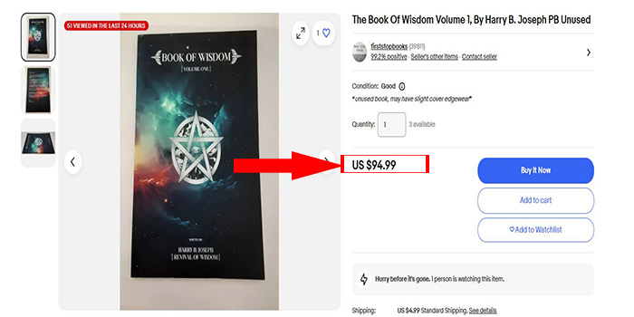 قیمت کتاب book of wisdom در سایت های خارجی تقریبا 100 دلار است